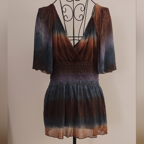 Cha Cha Vente Multicolor Sheer Blouse - Picture 2 of 2